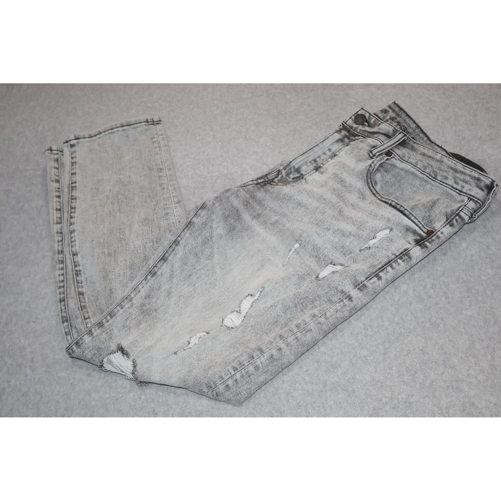 American Eagle Skinny Jeans Mens 38x32 Gray Distressed Airflex+ Cotton Blend